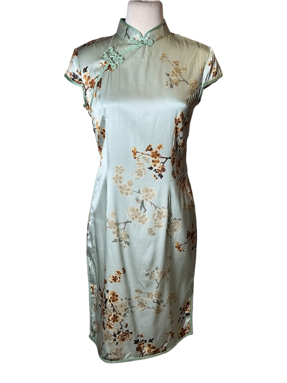 Y2K Beijia Silk Cheongsam Oriental Floral Mini Dress